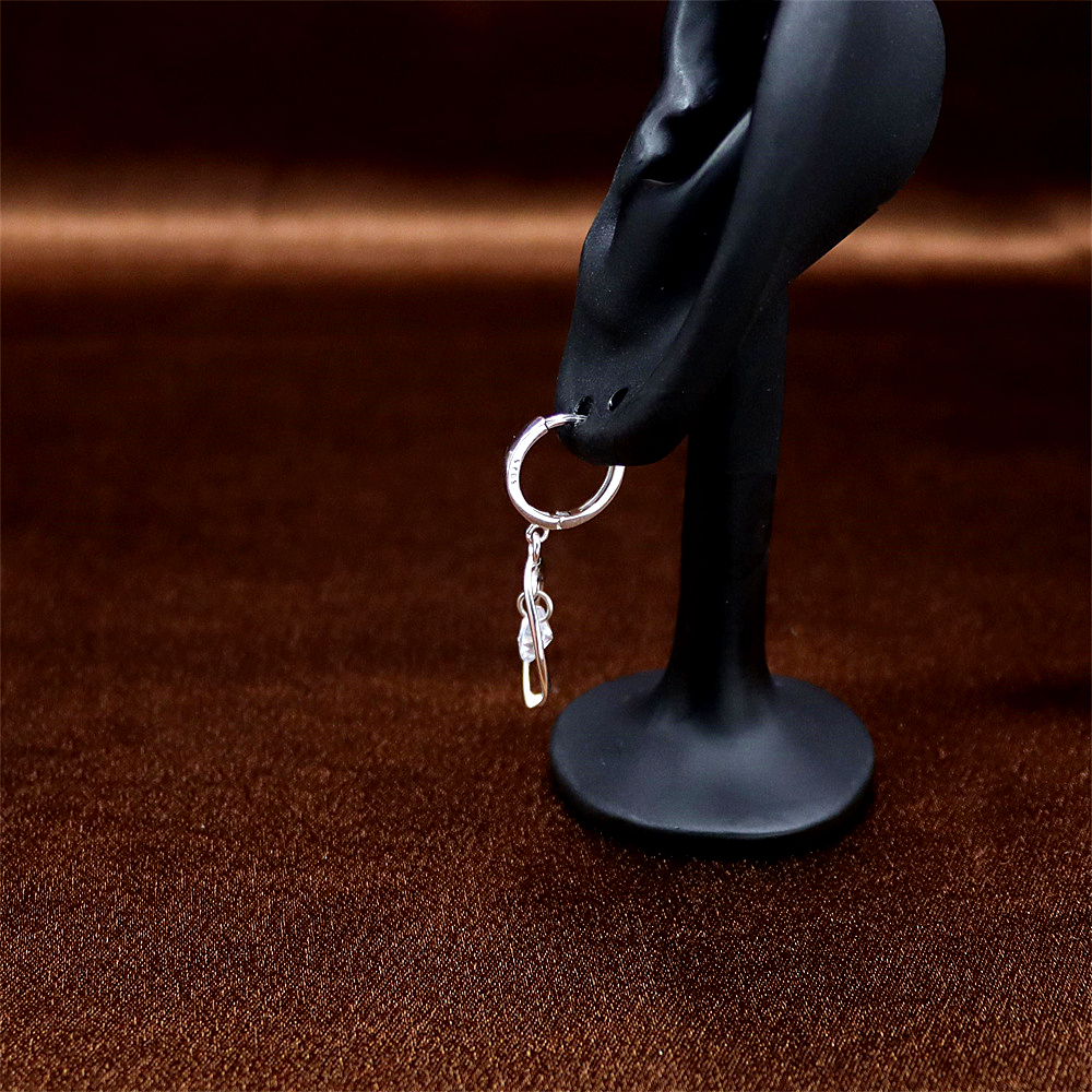 S925 Sterling Silver Zirconia Minimalist Earrings – Long Rotating Drop Earrings for Women