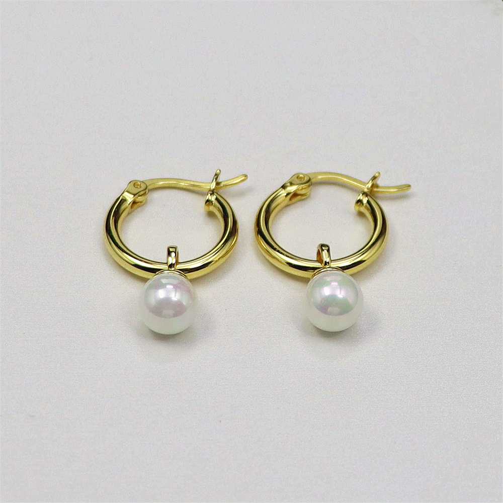 S925 Silver Circle Earrings with Round Beads, Fall/Winter Drop Earrings