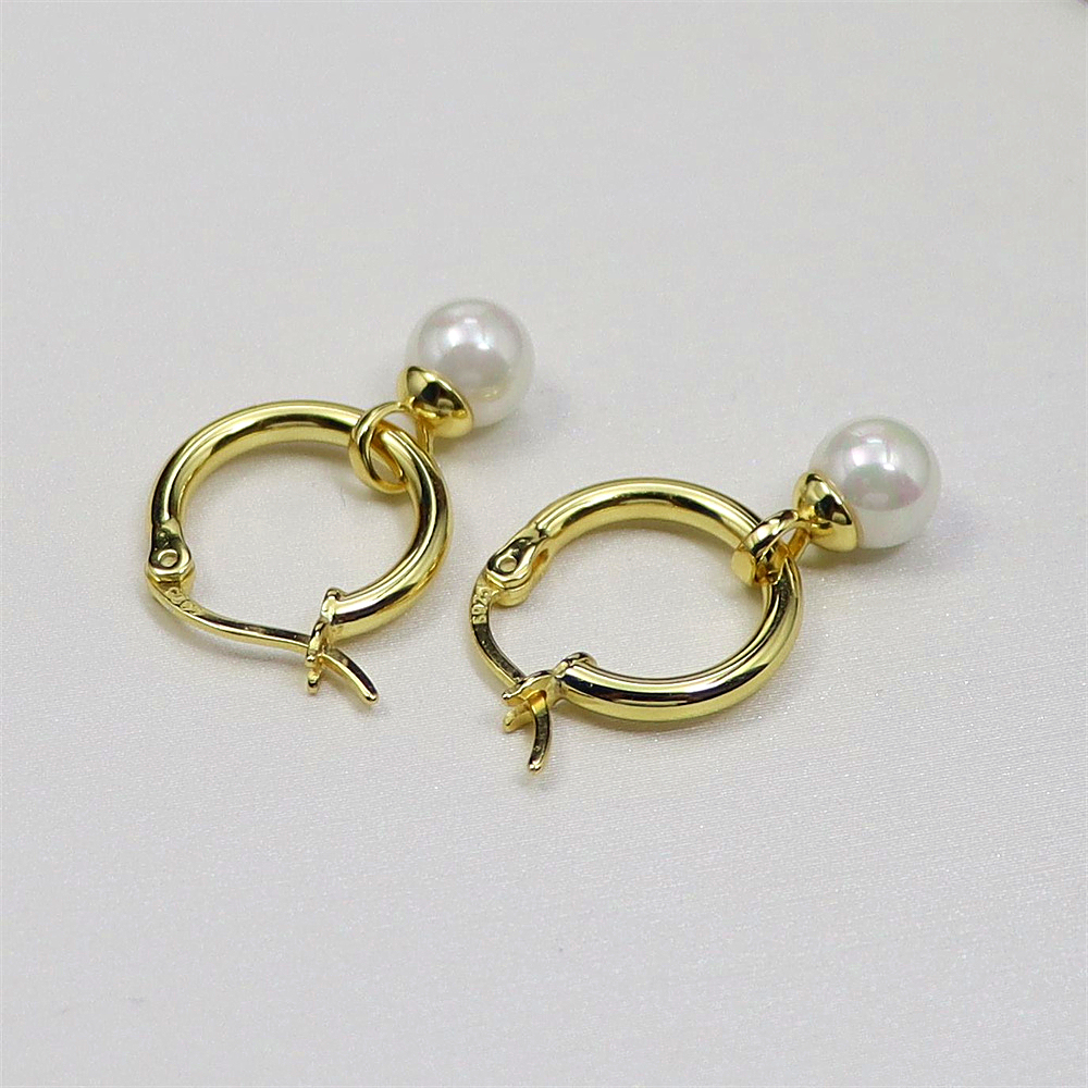 S925 Silver Circle Earrings with Round Beads, Fall/Winter Drop Earrings