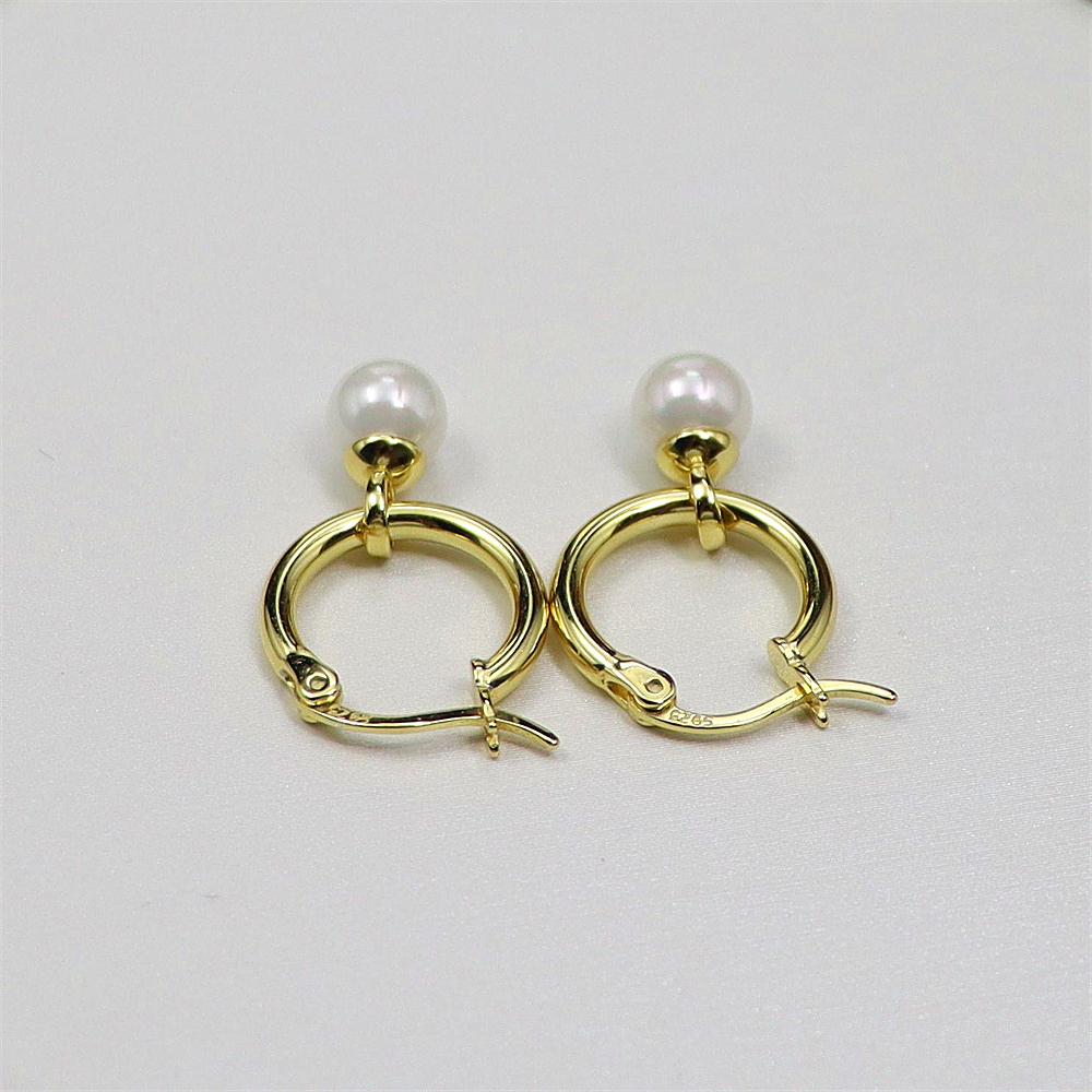 S925 Silver Circle Earrings with Round Beads, Fall/Winter Drop Earrings