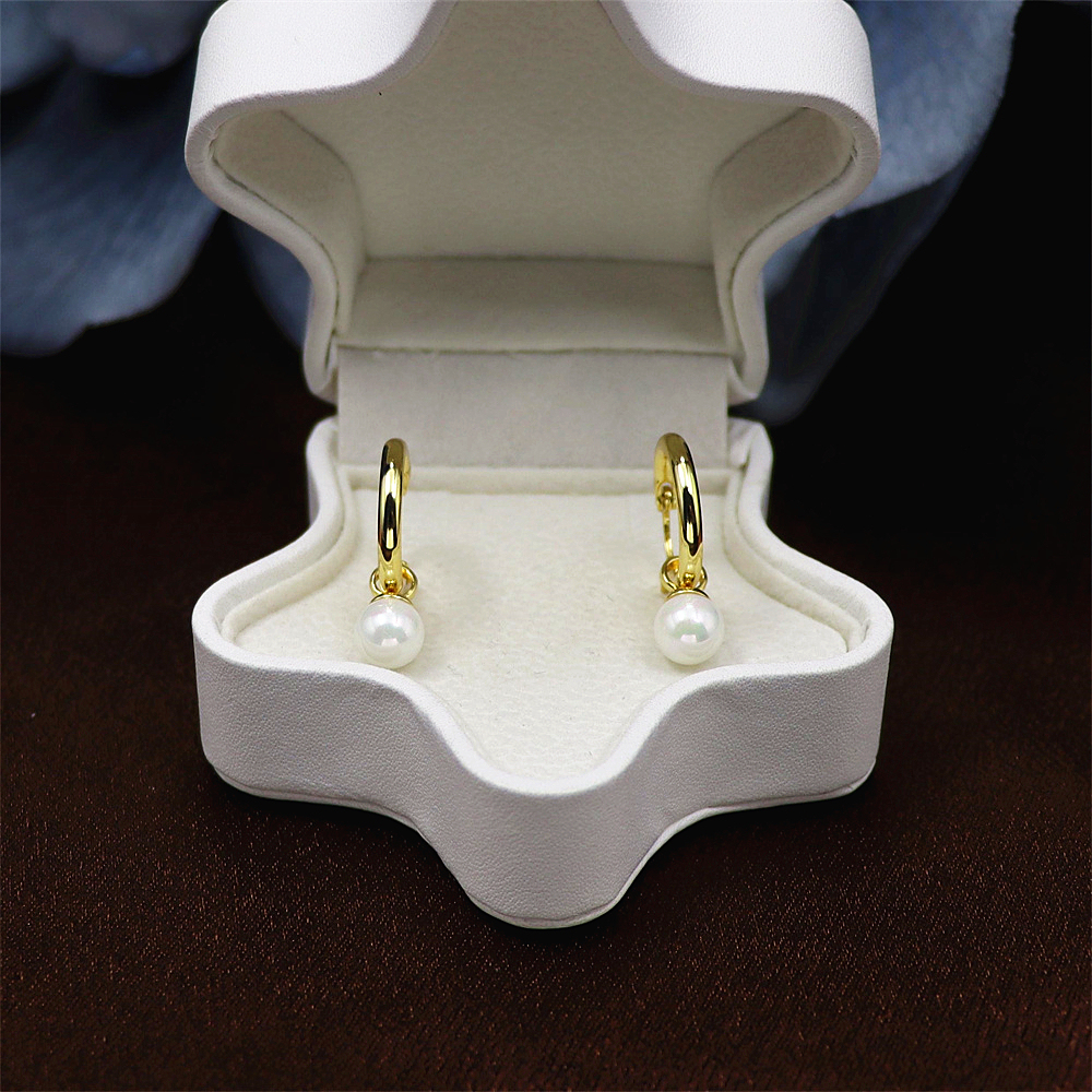 S925 Silver Circle Earrings with Round Beads, Fall/Winter Drop Earrings