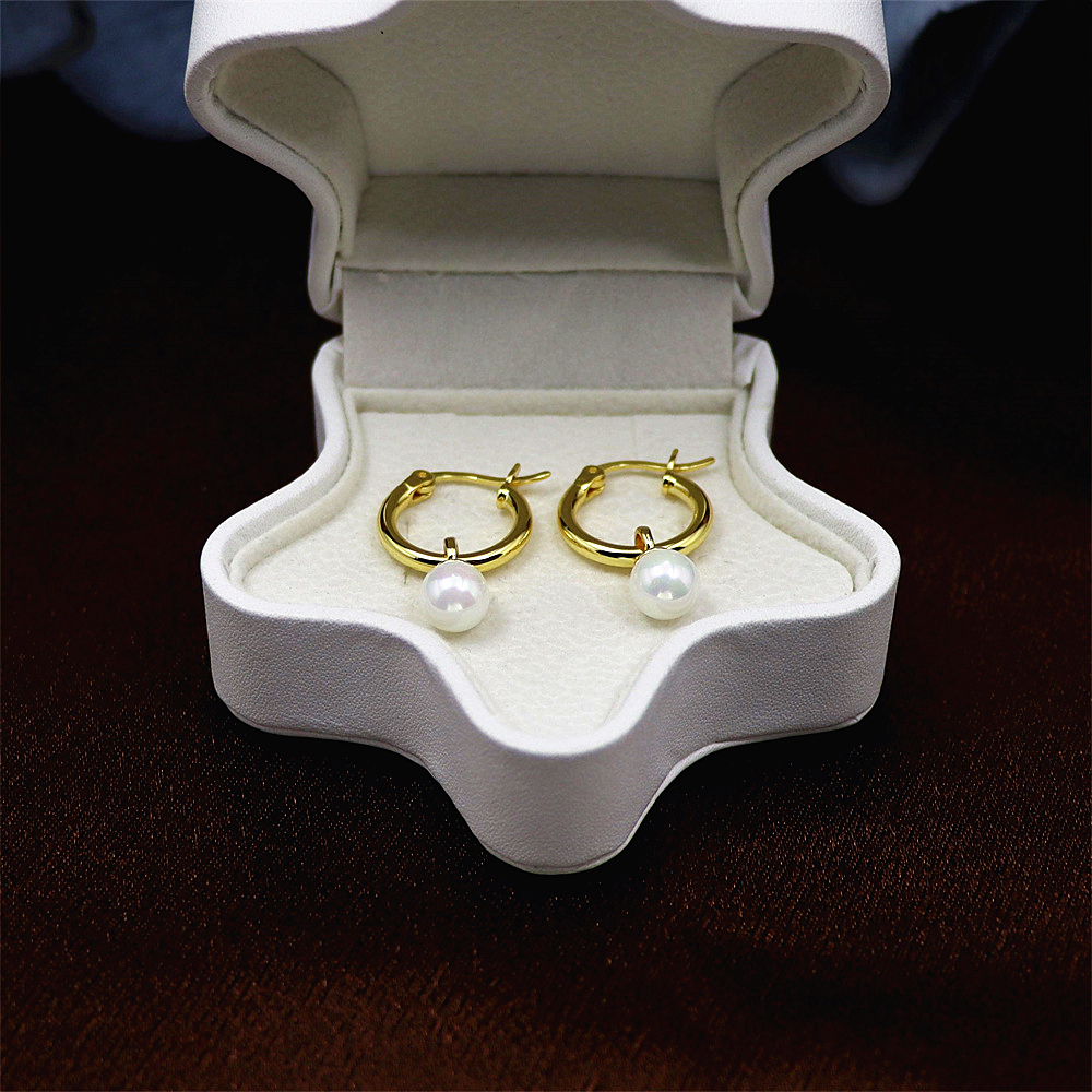 S925 Silver Circle Earrings with Round Beads, Fall/Winter Drop Earrings