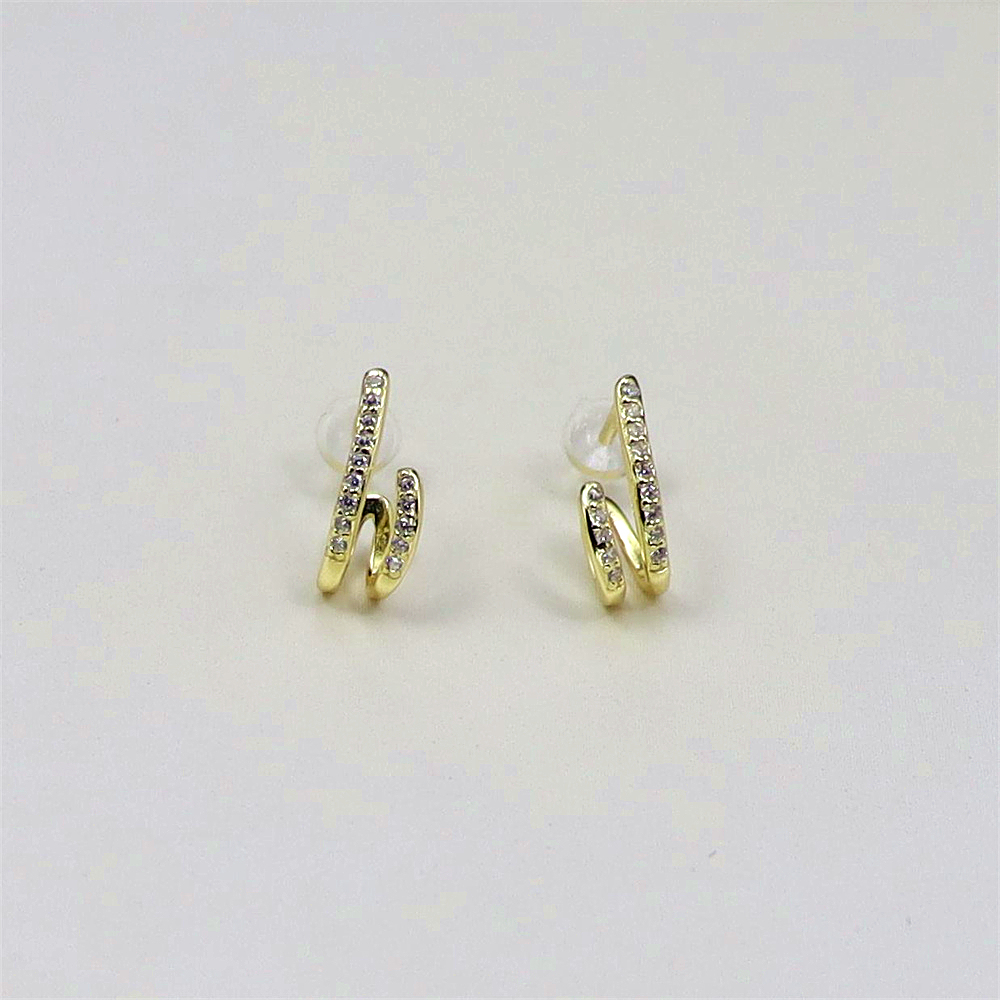 925 Sterling Silver Vintage Circle Earrings with Gold Zircon Stone, Women's Jewelry