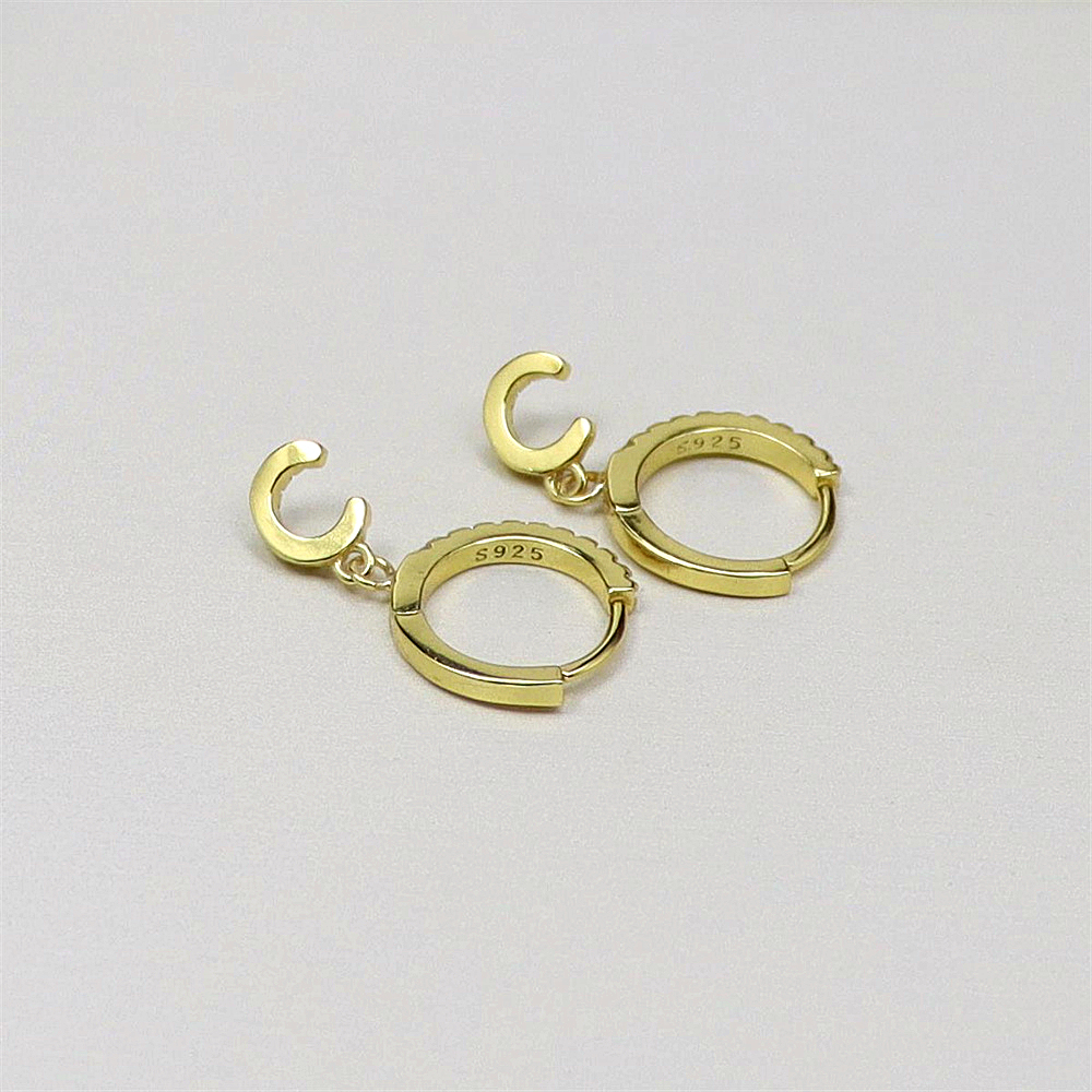 S925 Silver Diamond-Studded Alphabet Letter Earrings