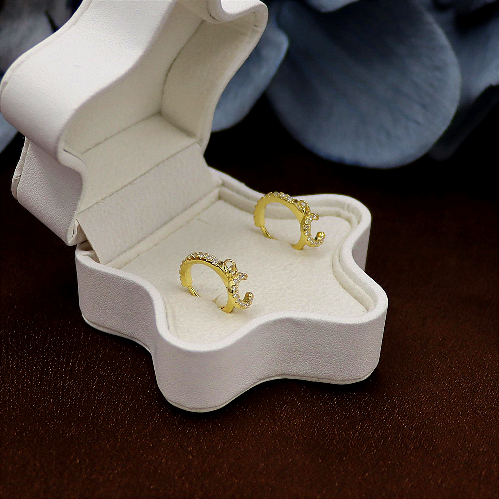 S925 Silver Diamond-Studded Alphabet Letter Earrings