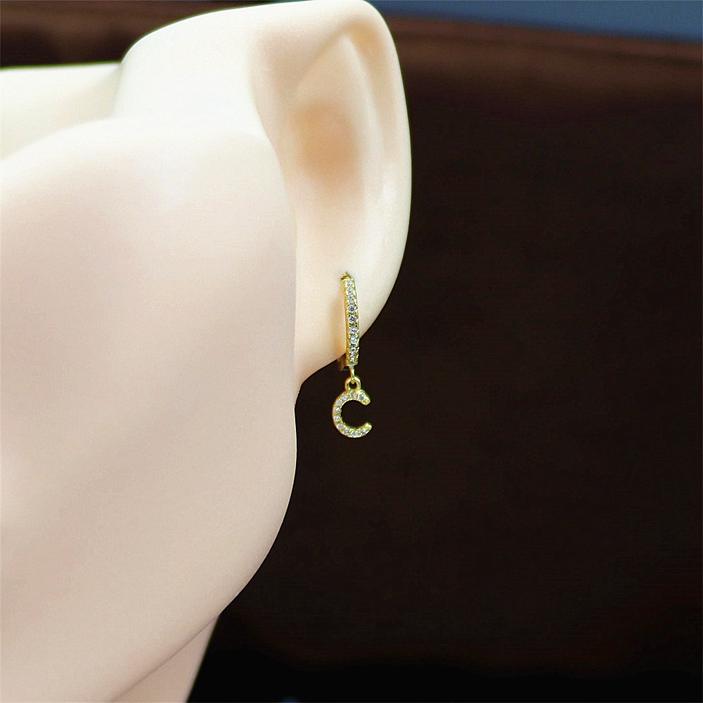 S925 Silver Diamond-Studded Alphabet Letter Earrings