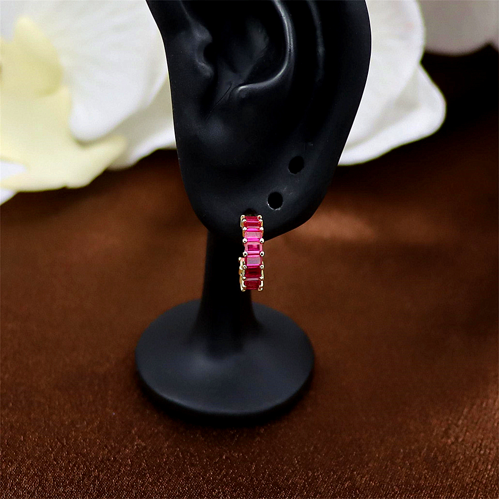 S925 Sterling Silver Earrings with Colorful Cubic Zirconia Studs for Women