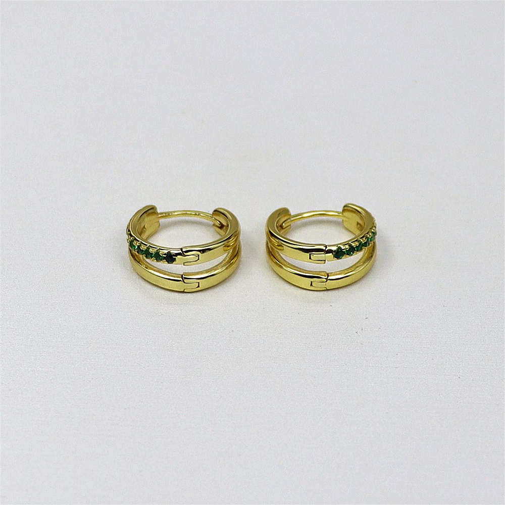 S925 Sterling Silver Double Hoop Earrings with Colorful Cubic Zirconia