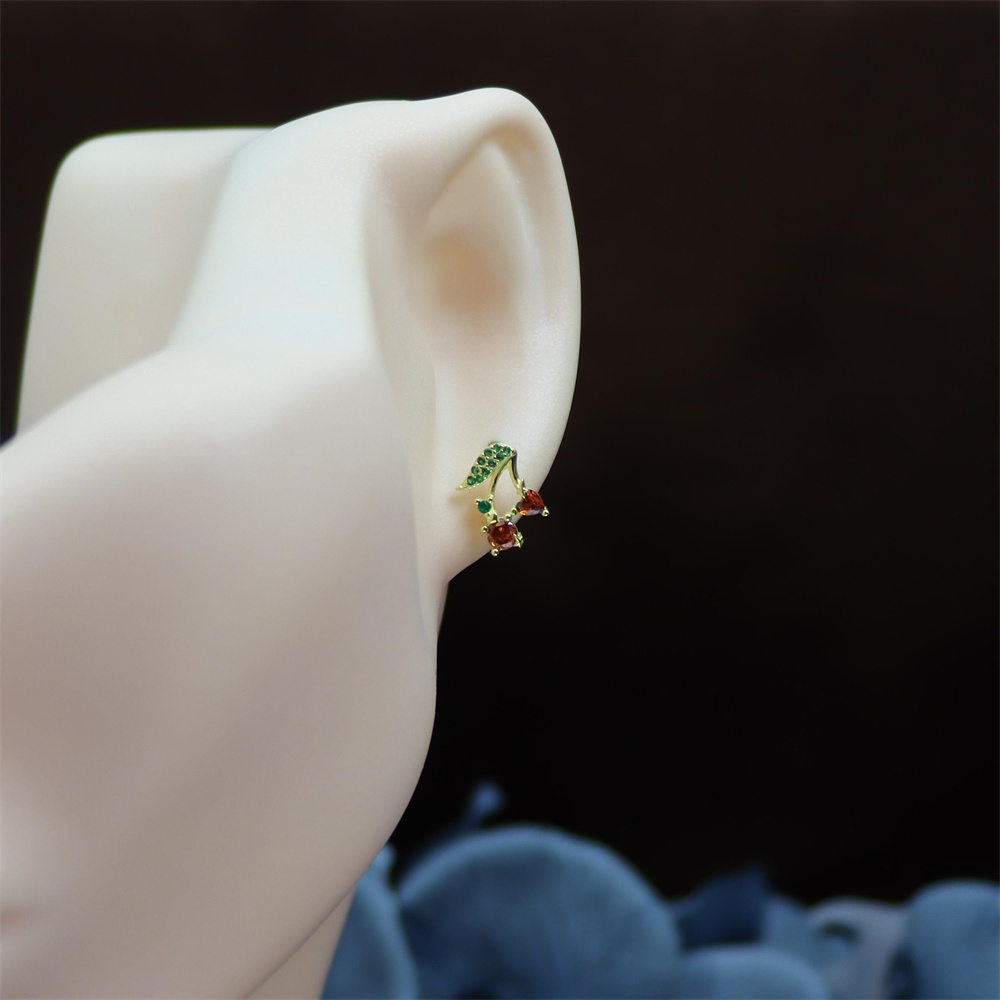S925 Sterling Silver Fruit Series Sleek Line Stud Earrings
