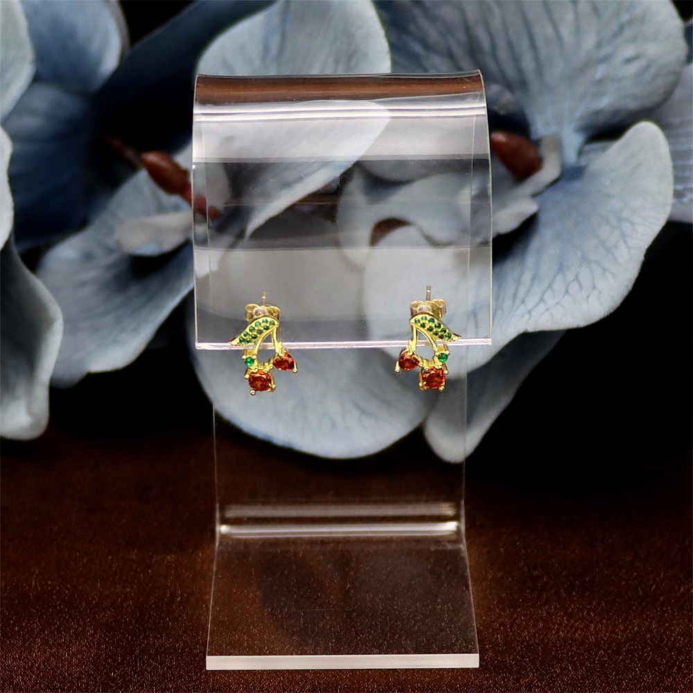 S925 Sterling Silver Fruit Series Sleek Line Stud Earrings