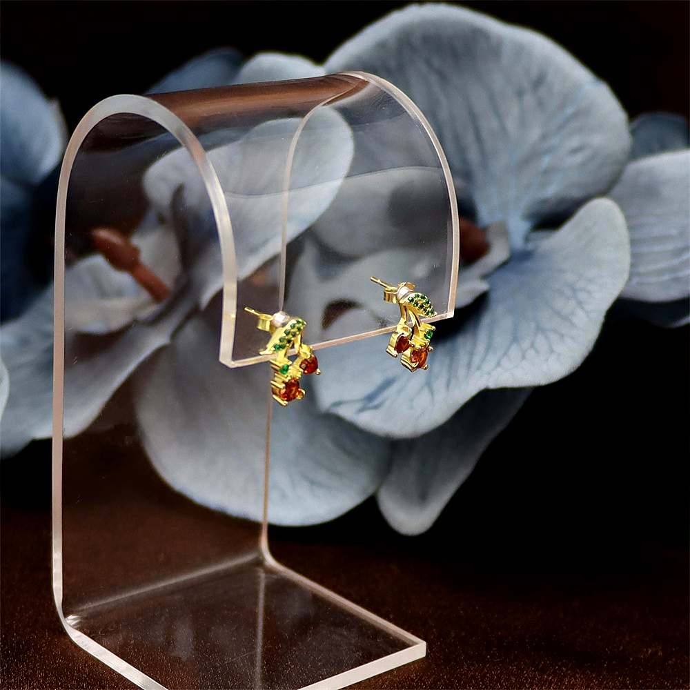 S925 Sterling Silver Fruit Series Sleek Line Stud Earrings