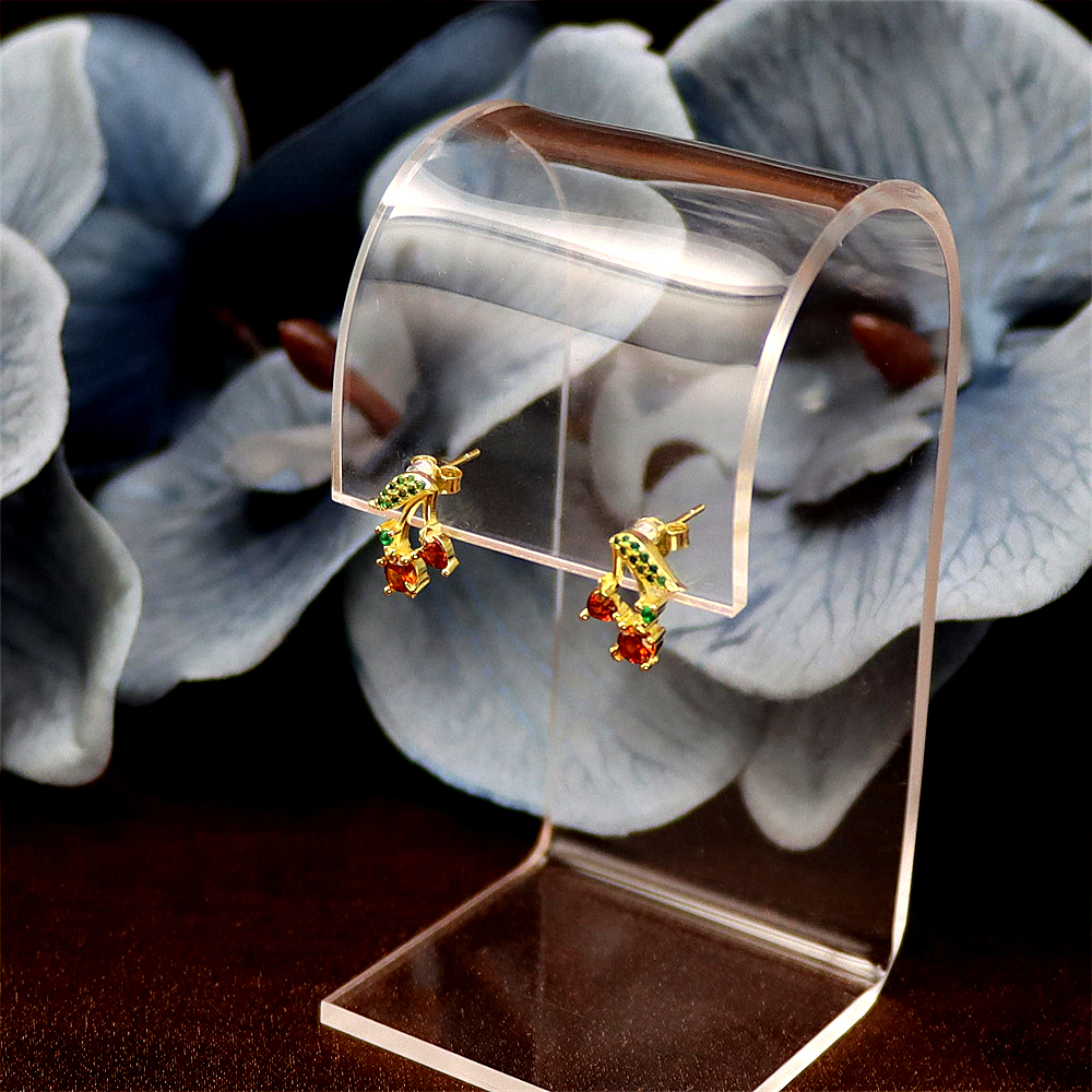 S925 Sterling Silver Fruit Series Sleek Line Stud Earrings