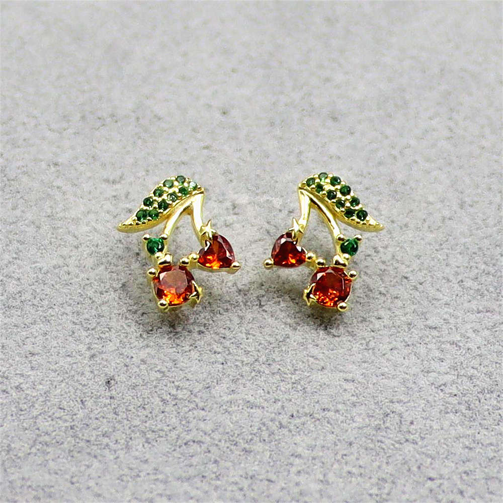 S925 Sterling Silver Fruit Series Sleek Line Stud Earrings