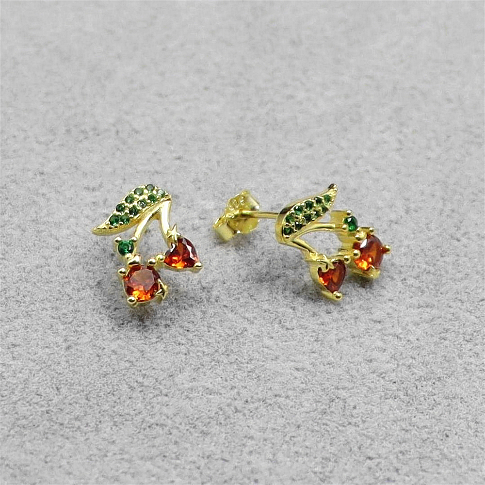 S925 Sterling Silver Fruit Series Sleek Line Stud Earrings