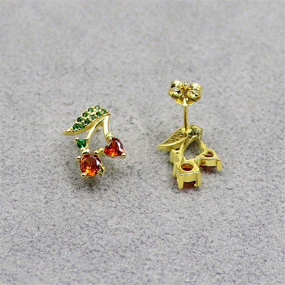 S925 Sterling Silver Fruit Series Sleek Line Stud Earrings