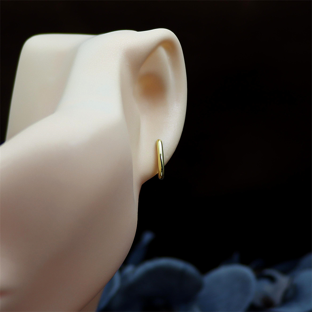 S925 Sterling Silver Geometric Oval Hoop Ear Cuffs