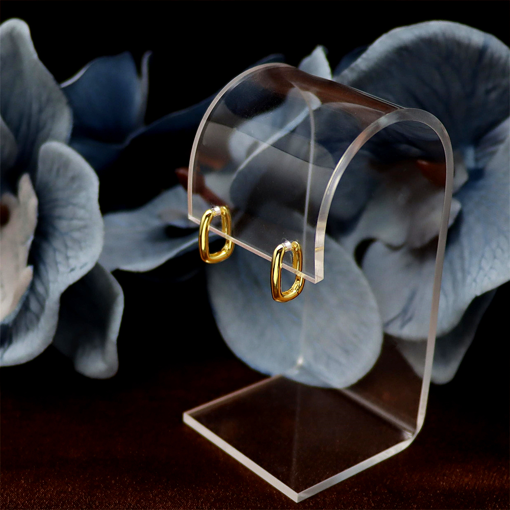 S925 Sterling Silver Geometric Oval Hoop Ear Cuffs