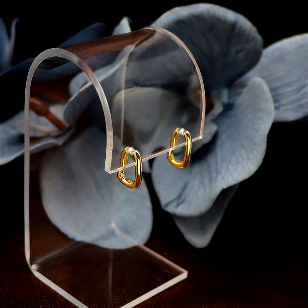 S925 Sterling Silver Geometric Oval Hoop Ear Cuffs