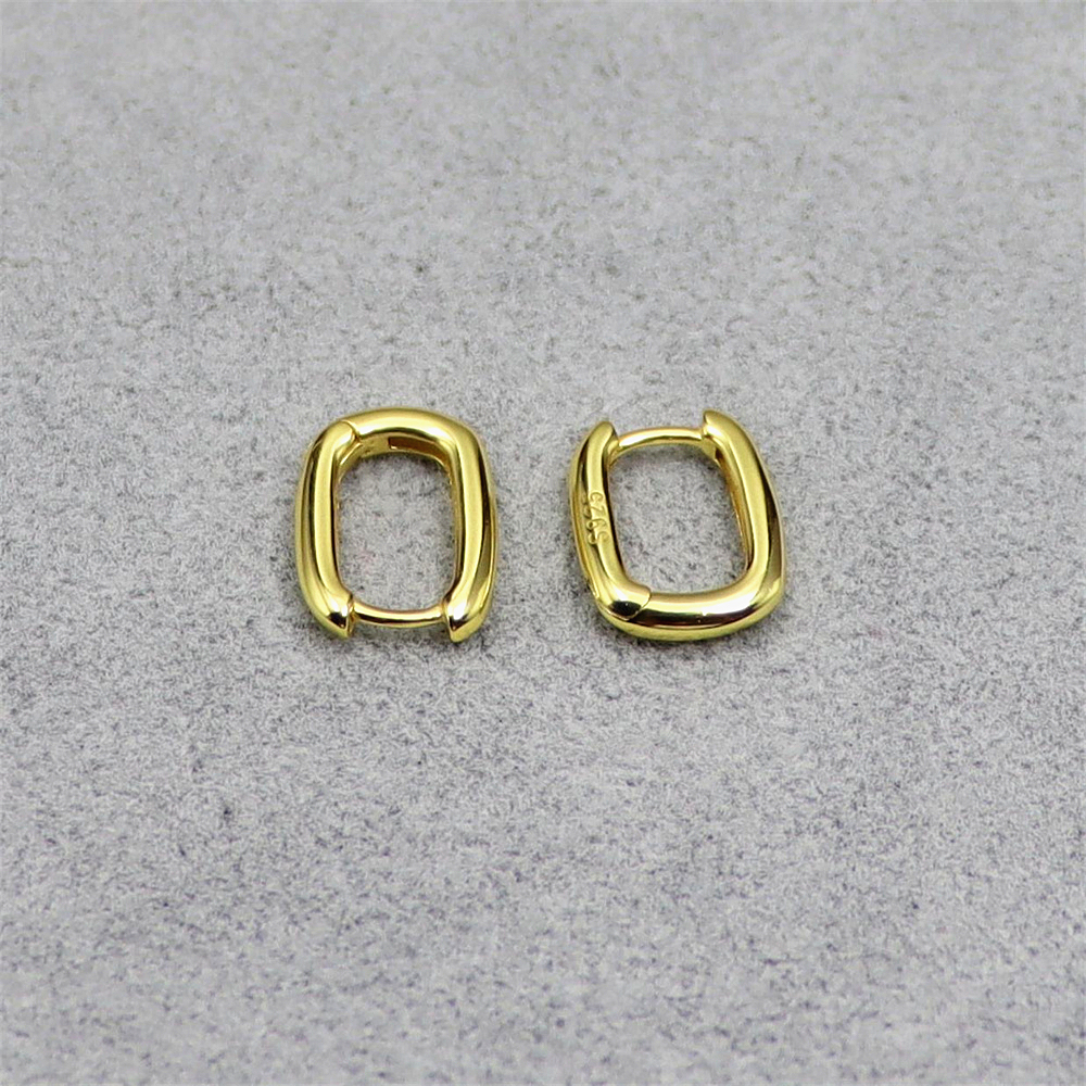 S925 Sterling Silver Geometric Oval Hoop Ear Cuffs