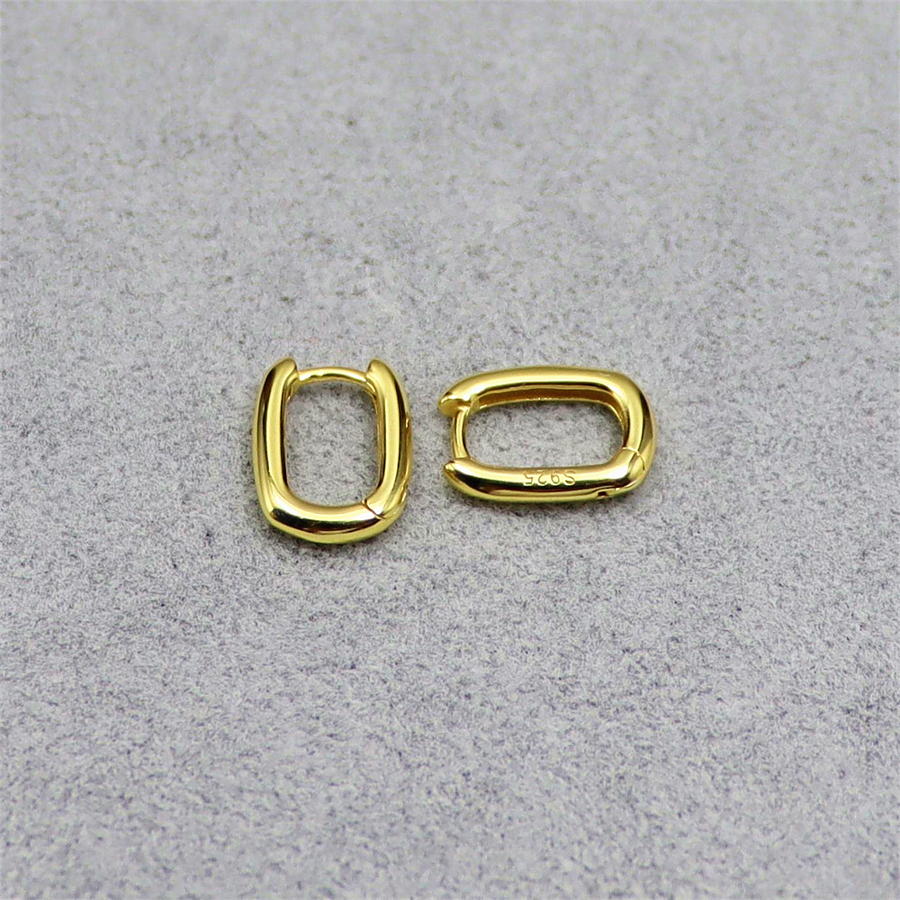 S925 Sterling Silver Geometric Oval Hoop Ear Cuffs