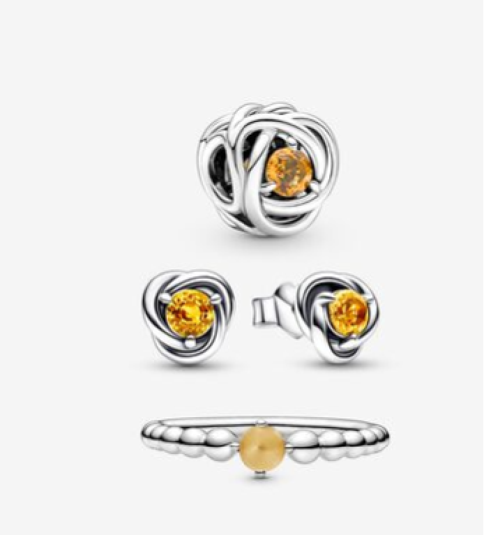 Pandora November Birthstone Trio Set Charm Earrings RING ALE S925