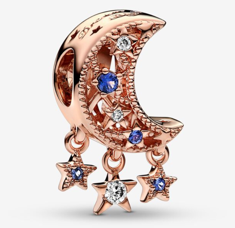 Pandora Star&Crescent Moon Charm Moments Dangle Charm Pendant