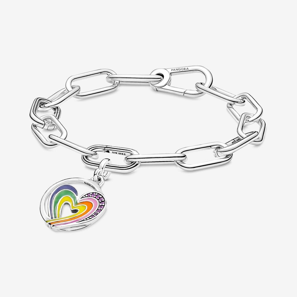 PANDORA Jewelry Women 925 Silver SET Bracelet Rainbow Heart of Freedom Medallion