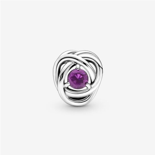 PANDORA February Birthstone Eternity Circle O Pendant Earrings Set