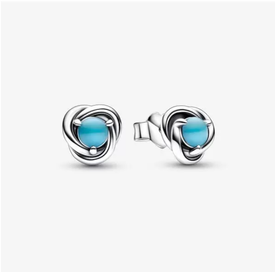 PANDORA December Birthstone Eternity Circle O Pendant Earrings Set