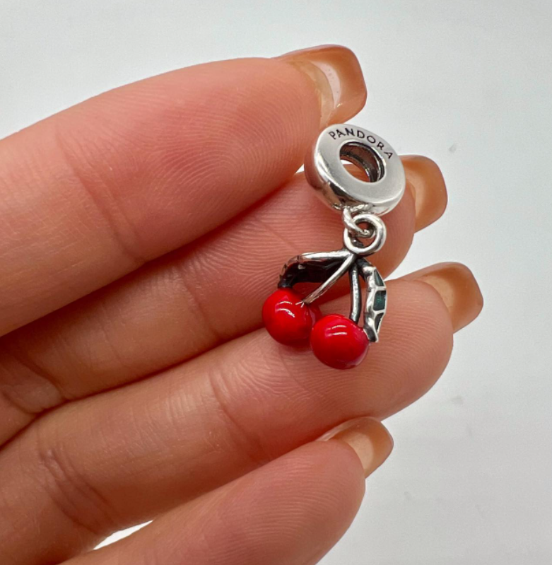Pandora Moments Earrings Charm SET Hoop S925 ALE Cherry Fruit Dangle  Hoop