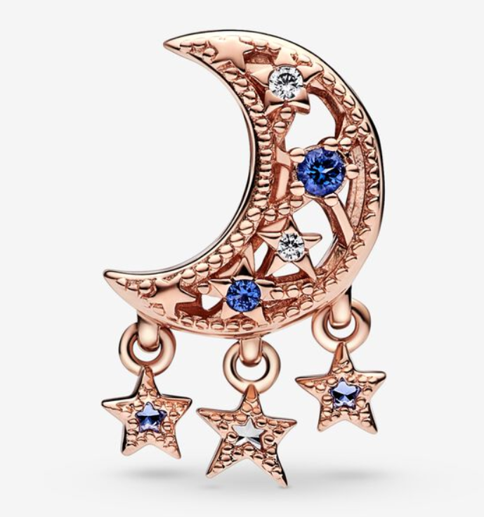Pandora Star&Crescent Moon Charm Moments Dangle Charm Pendant