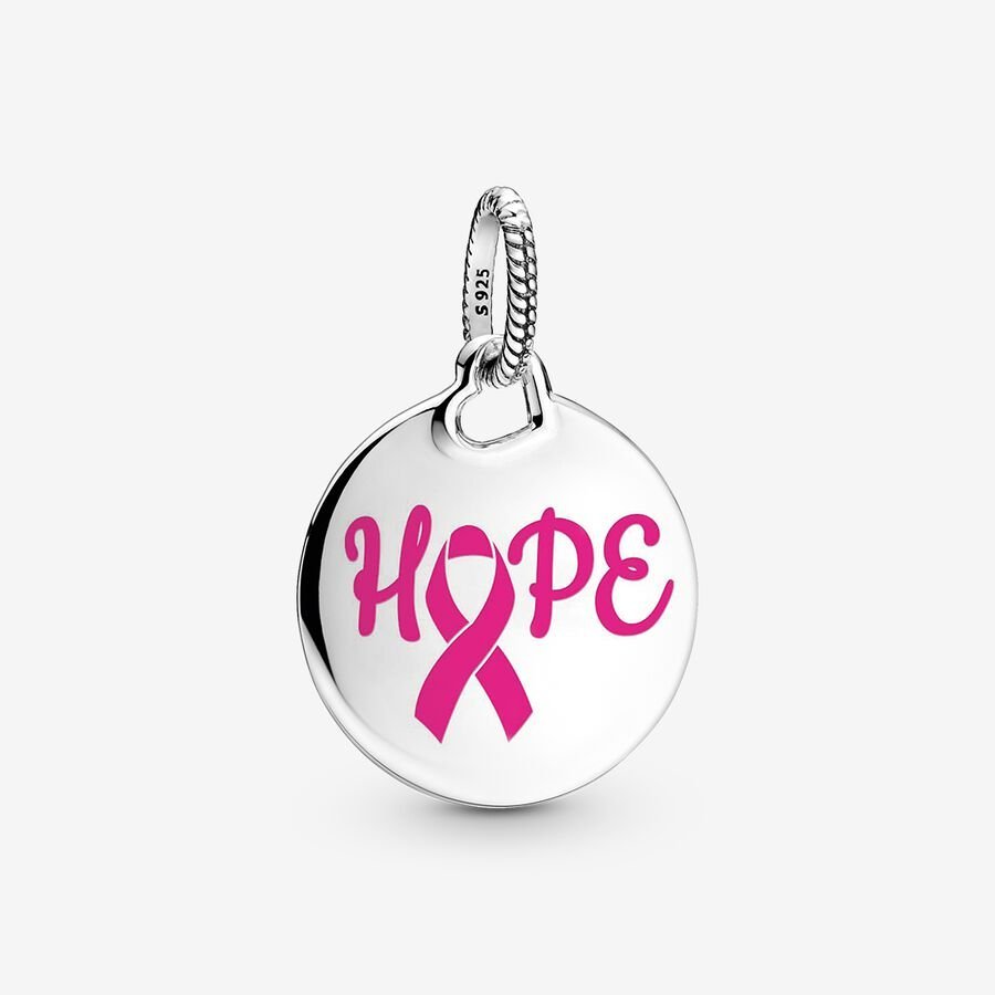 PANDORA 925 Hope Pink Ribbon Pendant Charm