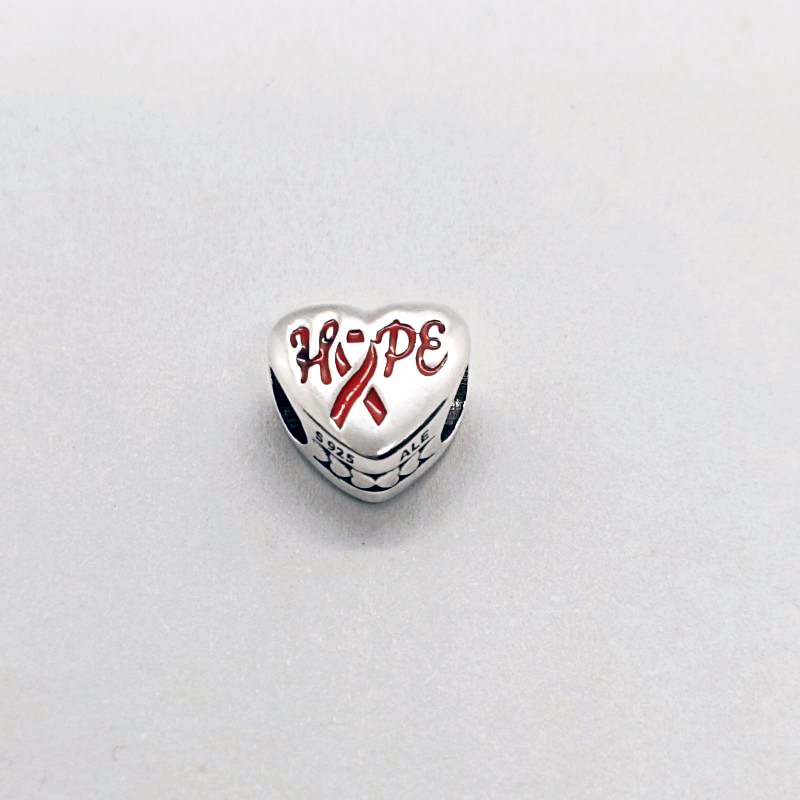 PANDORA 925 Cancer Hope Pink Ribbon Heart Charm