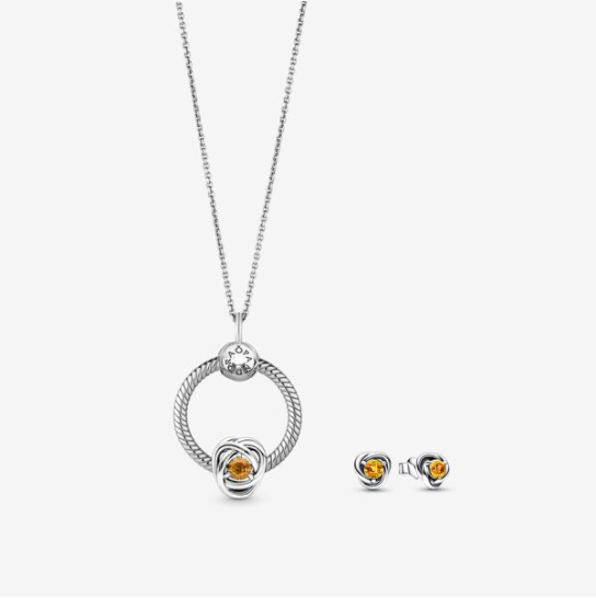 PANDORA November Birthstone Eternity Circle O Pendant Earrings Set