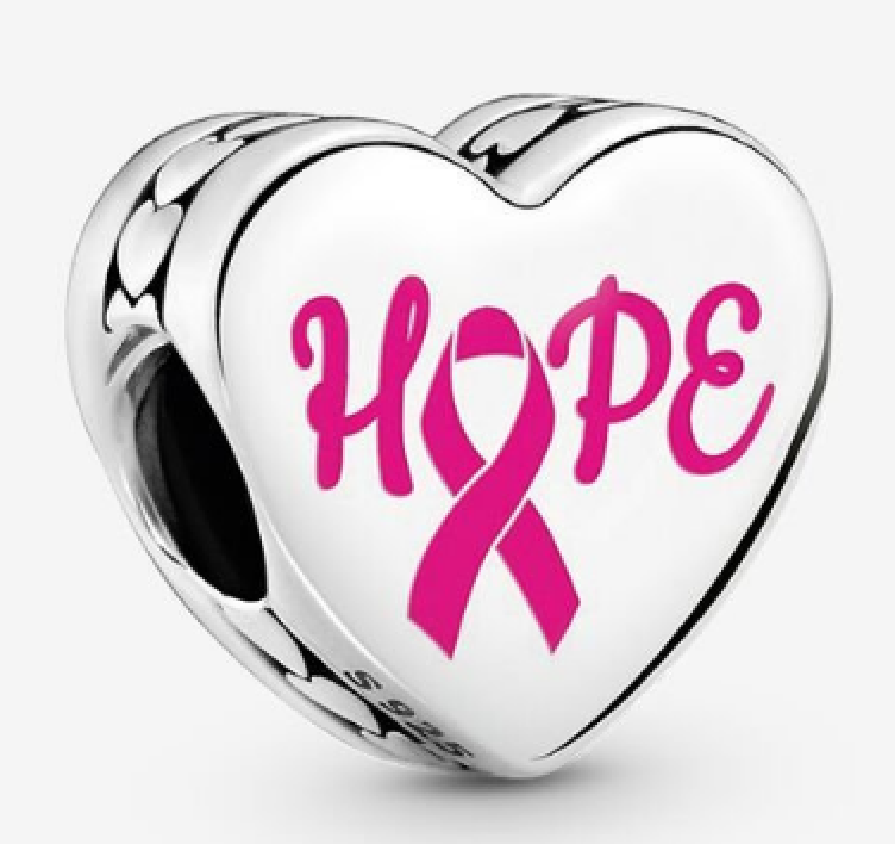 PANDORA 925 Cancer Hope Pink Ribbon Heart Charm