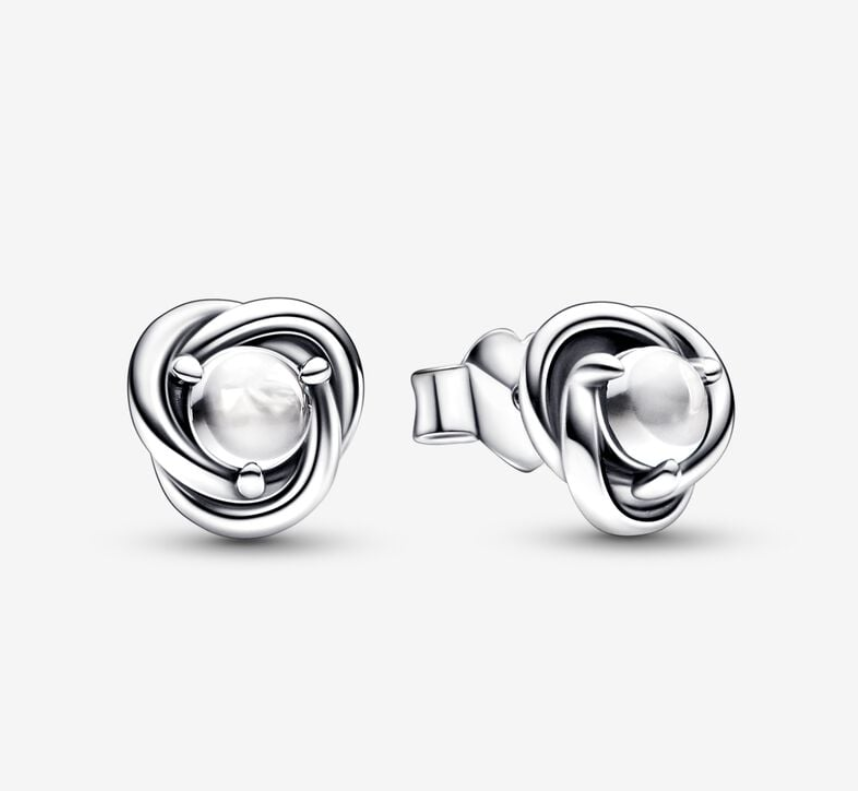 PANDORA April Birthstone Eternity Circle Stud Earrings ALE S925