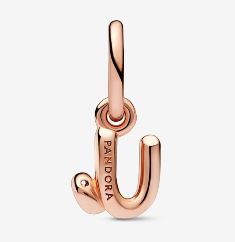 Pandora Moments Letter u Script Alphabet kirjainkoru hela