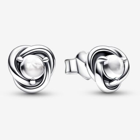 PANDORA April Birthstone Eternity Circle Stud Earrings ALE S925