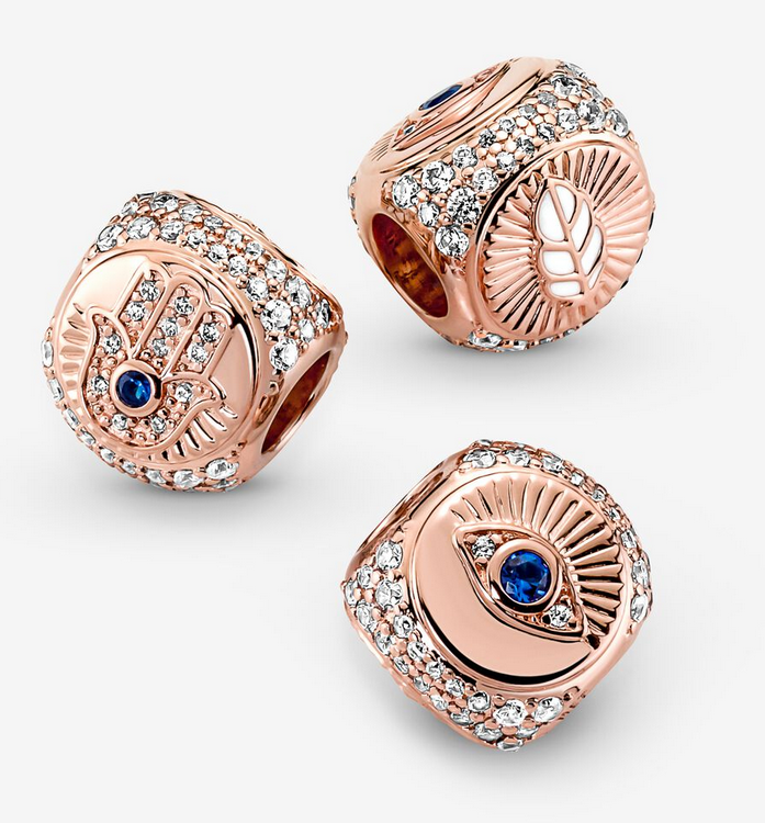 Pandora Hamsa All-seeing Eye Feather Three-sided  Charm