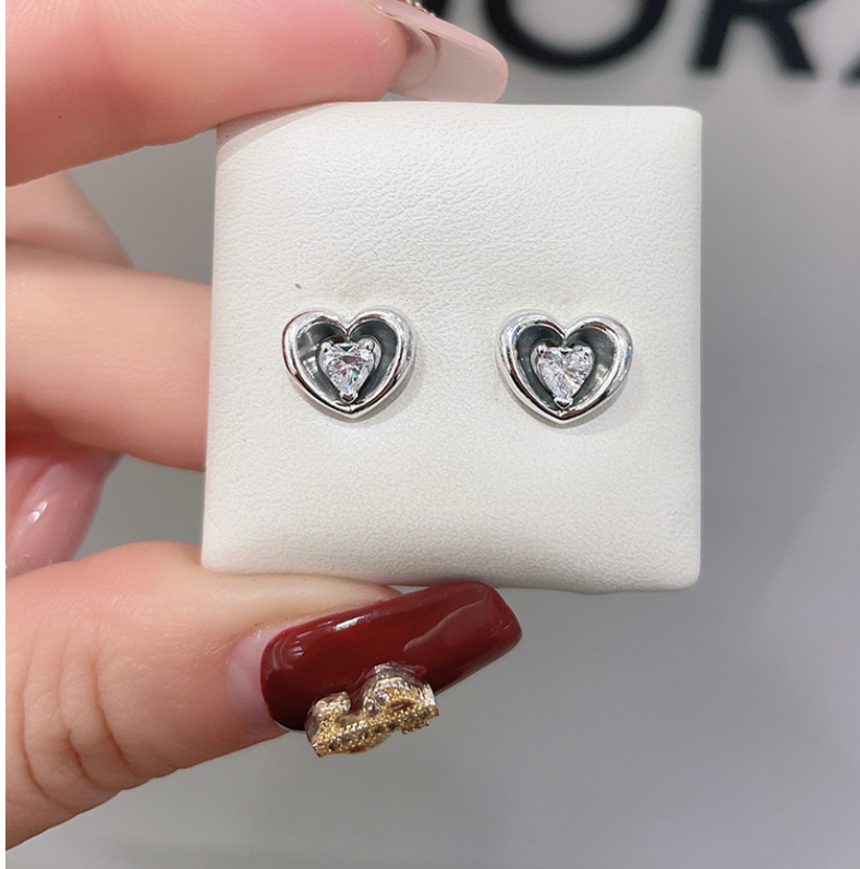 Pandora VALENTINE'S DAY Radiant HEART Earrings FLOATING Stone