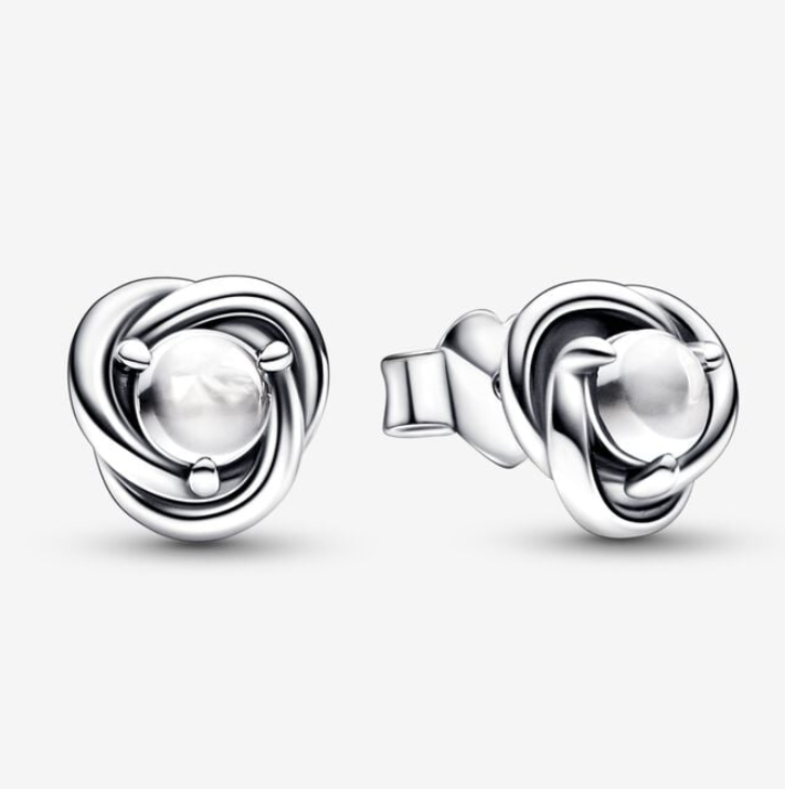 PANDORA April Birthstone Eternity Circle Stud Earrings ALE S925