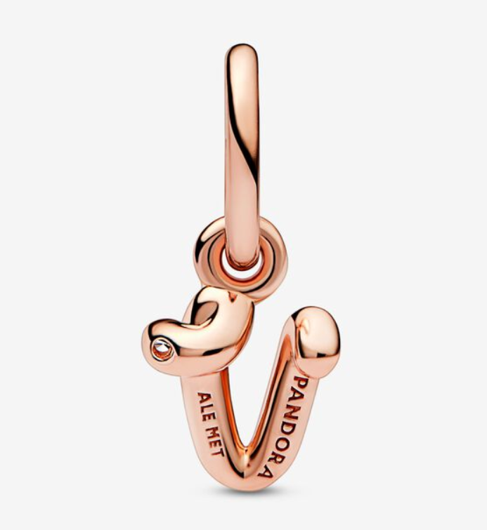 Pandora Moments Letter v Script Alphabet kirjainkoru hela