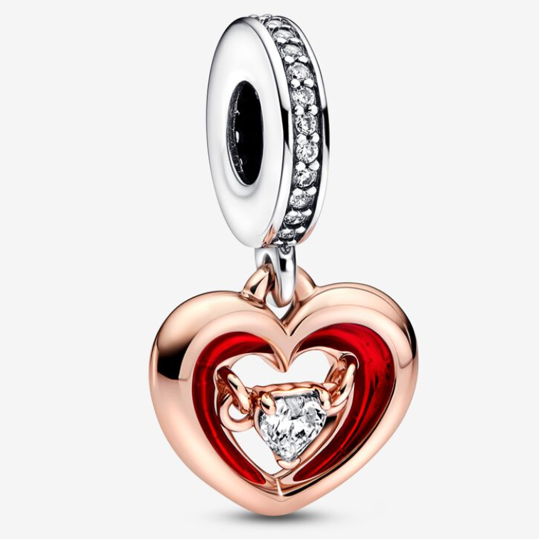 PANDORA Two-tone Pave Radiant Heart Charm