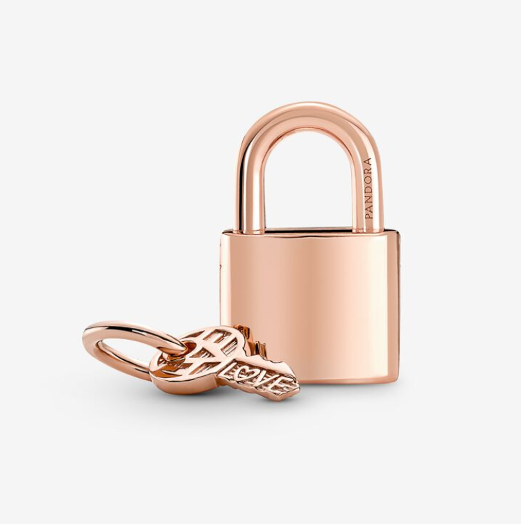 PANDORA Rose Gold Padlock Key Dangle Charm