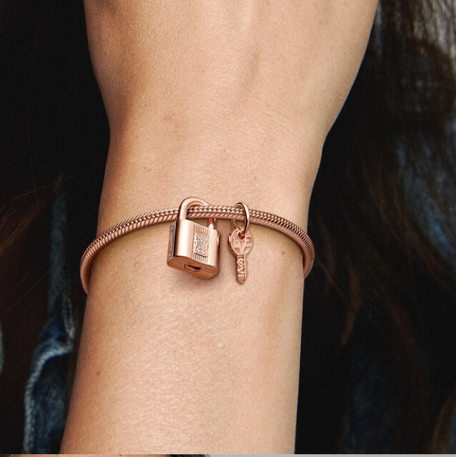 PANDORA Rose Gold Padlock Key Dangle Charm
