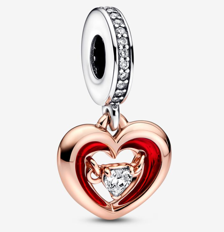PANDORA Two-tone Pave Radiant Heart Charm