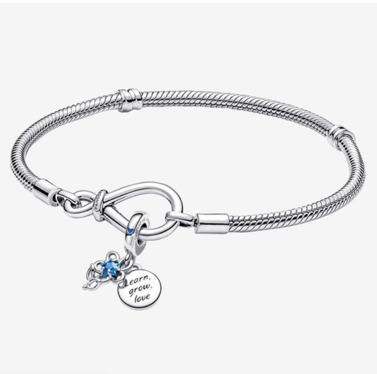 Pandora Blooming Flower Double Infinity Knot Snake Chain Set Bracelet ALE S925