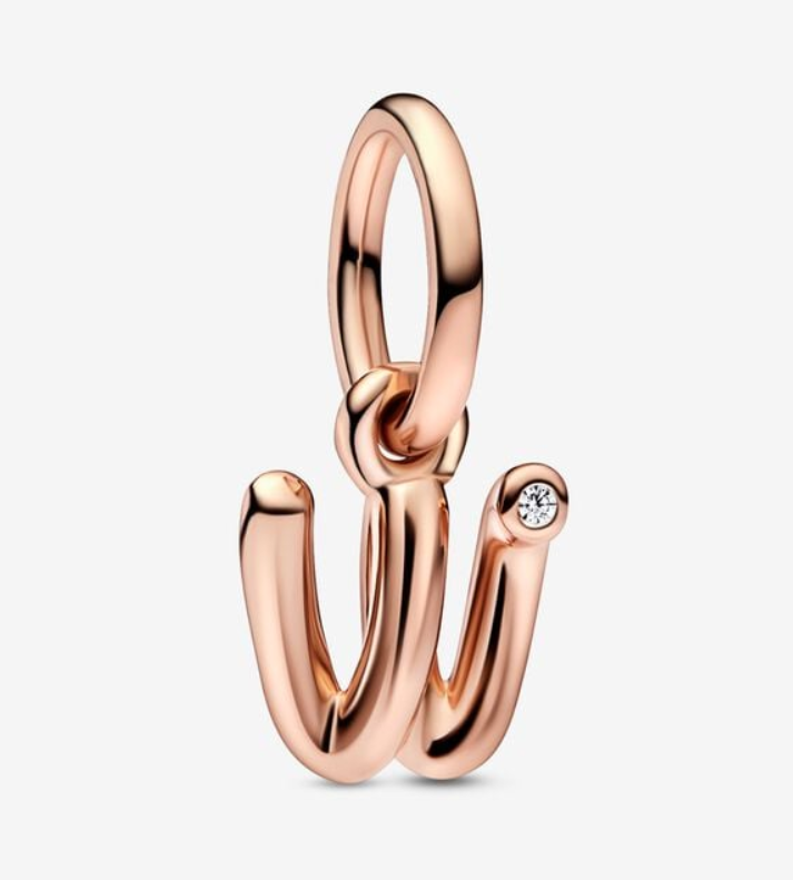 Pandora Moments Letter w Script Alphabet kirjainkoru hela
