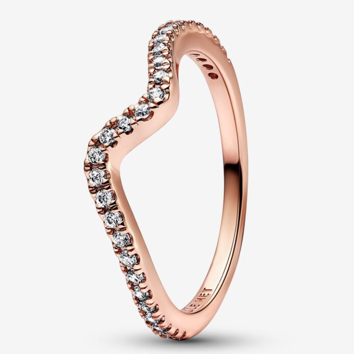 Pandora Timeless Ring Stackable Sparkling Wave rose sormus