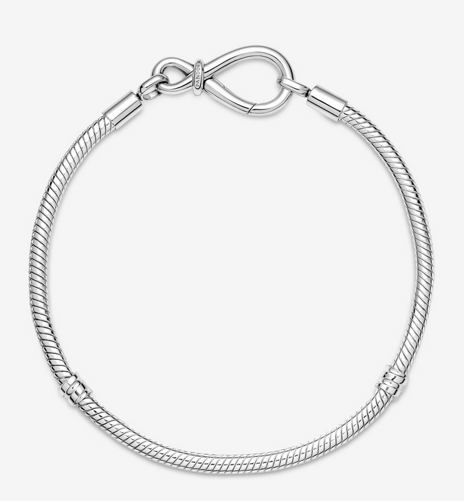 Pandora Blooming Flower Double Infinity Knot Snake Chain Set Bracelet ALE S925